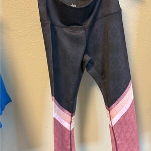ALO Yoga Black and Pink Patterned Leggings
